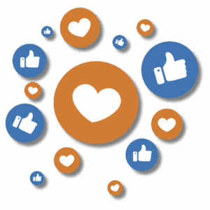 Illustration avec coeurs et lkes pour réseaux sociaux de Profun